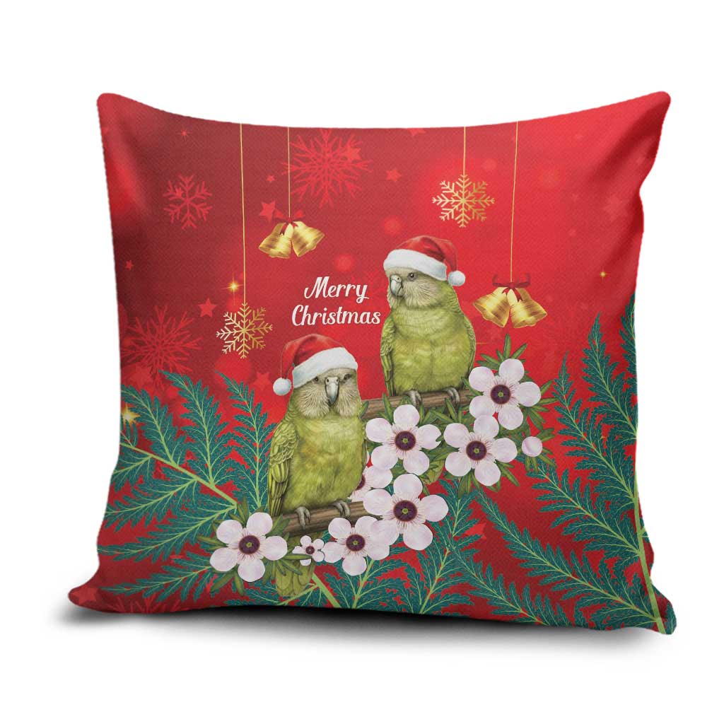 New Zealand Kakapo Christmas Pillow Cover Owl Parrot Santa Sliver Fern Manuka - Red LT14 Red - Polynesian Pride
