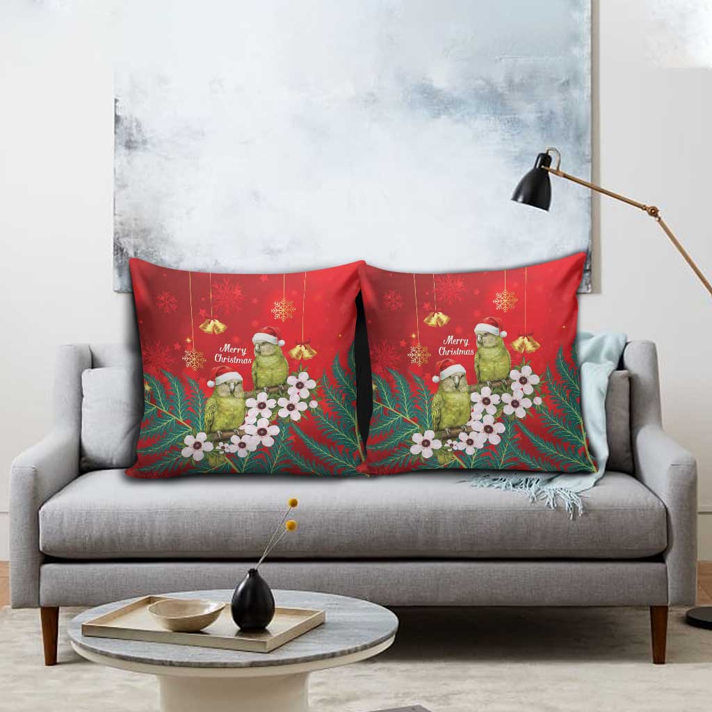 New Zealand Kakapo Christmas Pillow Cover Owl Parrot Santa Sliver Fern Manuka - Red LT14 - Polynesian Pride