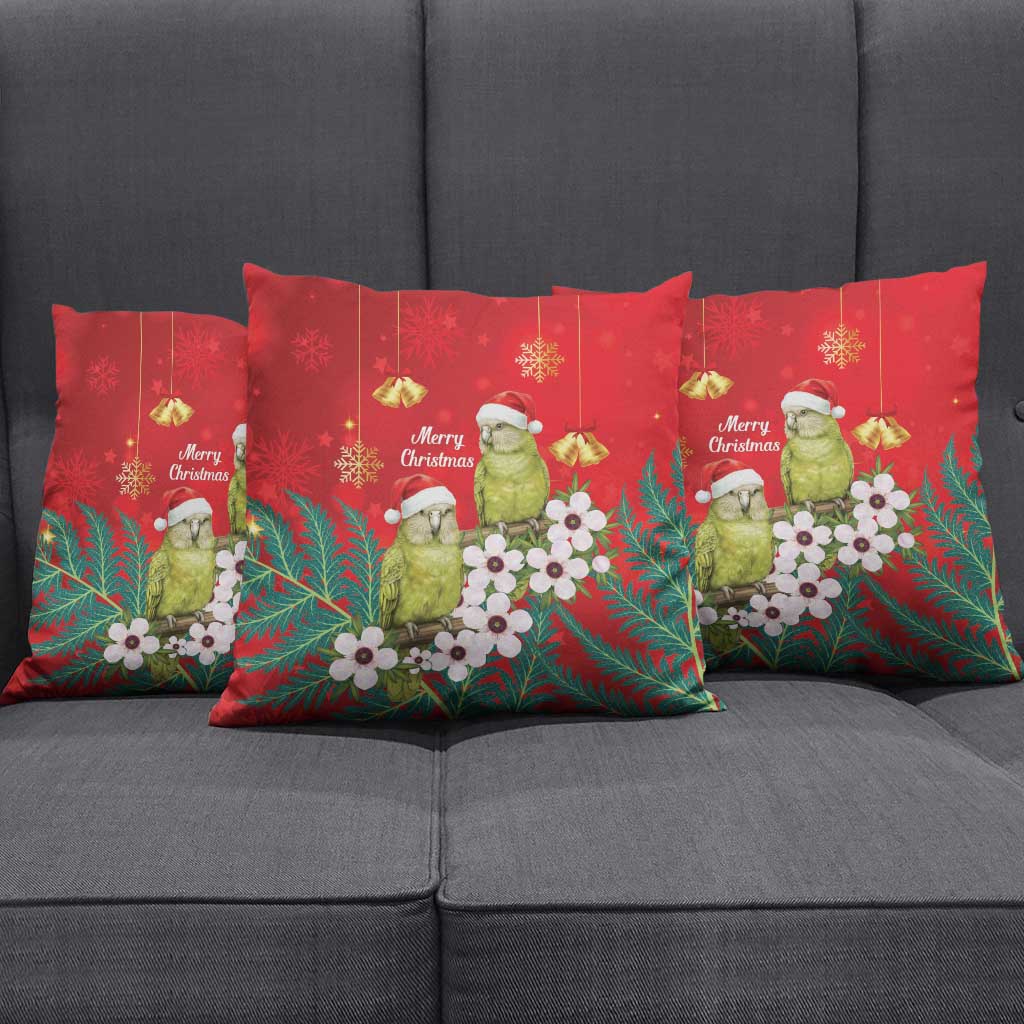 New Zealand Kakapo Christmas Pillow Cover Owl Parrot Santa Sliver Fern Manuka - Red LT14 - Polynesian Pride