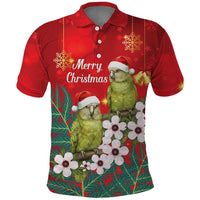 New Zealand Kakapo Christmas Polo Shirt Owl Parrot Santa Sliver Fern Manuka - Red LT14 Red - Polynesian Pride