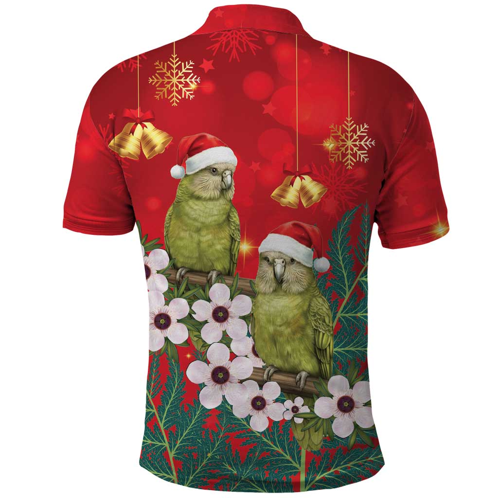 New Zealand Kakapo Christmas Polo Shirt Owl Parrot Santa Sliver Fern Manuka - Red LT14 - Polynesian Pride