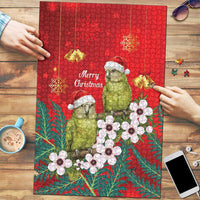 New Zealand Kakapo Christmas Puzzle Owl Parrot Santa Sliver Fern Manuka - Red LT14 Red - Polynesian Pride