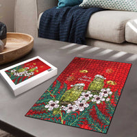 New Zealand Kakapo Christmas Puzzle Owl Parrot Santa Sliver Fern Manuka - Red LT14 - Polynesian Pride