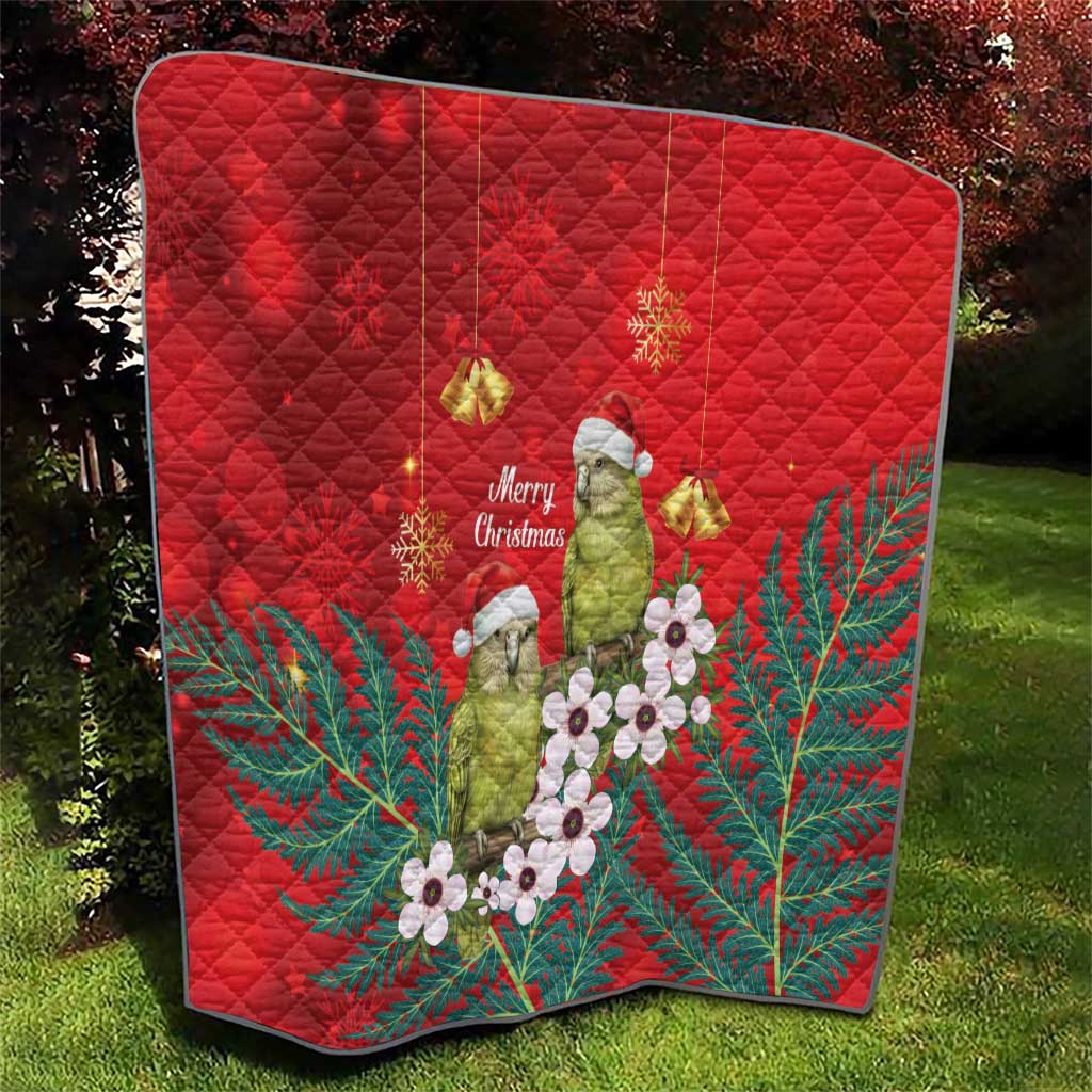 New Zealand Kakapo Christmas Quilt Owl Parrot Santa Sliver Fern Manuka - Red LT14 - Polynesian Pride