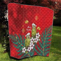 New Zealand Kakapo Christmas Quilt Owl Parrot Santa Sliver Fern Manuka - Red LT14 - Polynesian Pride