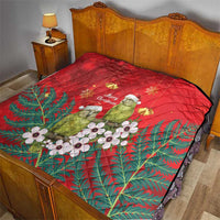 New Zealand Kakapo Christmas Quilt Owl Parrot Santa Sliver Fern Manuka - Red LT14 - Polynesian Pride