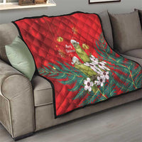 New Zealand Kakapo Christmas Quilt Owl Parrot Santa Sliver Fern Manuka - Red LT14 - Polynesian Pride