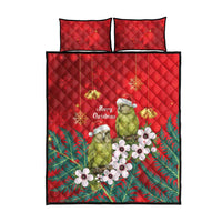 New Zealand Kakapo Christmas Quilt Bed Set Owl Parrot Santa Sliver Fern Manuka - Red LT14 - Polynesian Pride