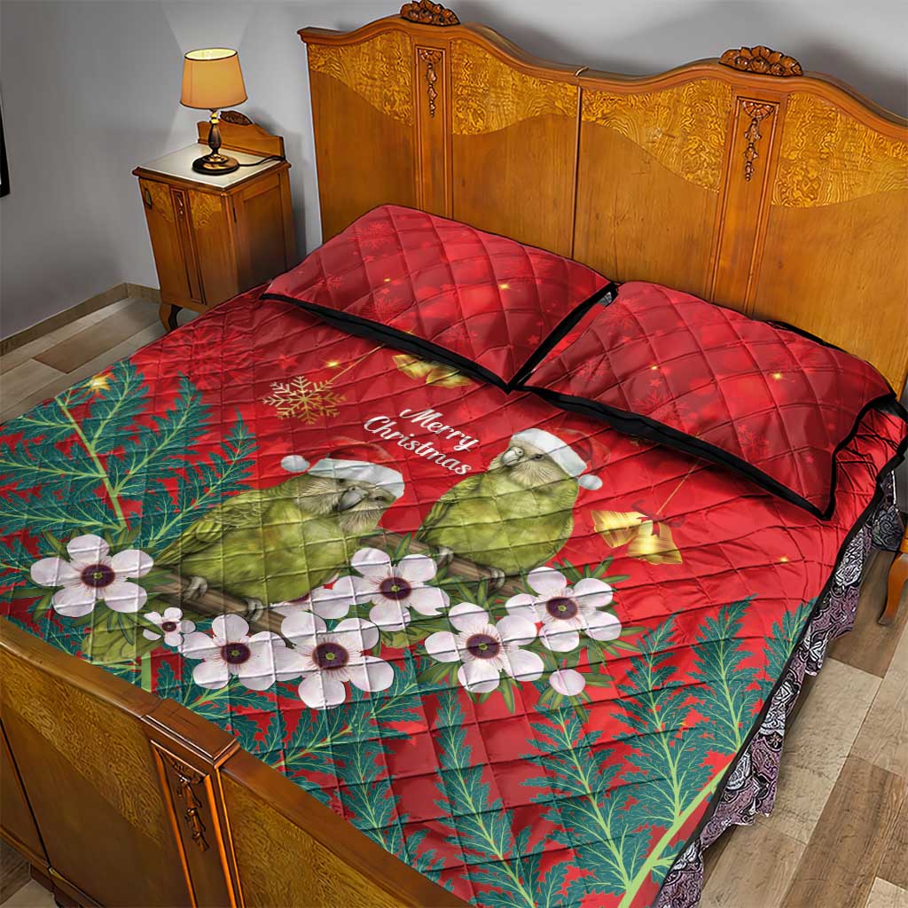 New Zealand Kakapo Christmas Quilt Bed Set Owl Parrot Santa Sliver Fern Manuka - Red LT14 - Polynesian Pride