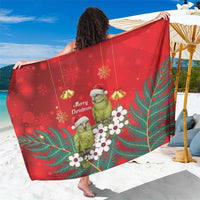 New Zealand Kakapo Christmas Sarong Owl Parrot Santa Sliver Fern Manuka - Red LT14 One Size 44 x 66 inches Red - Polynesian Pride