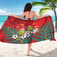 New Zealand Kakapo Christmas Sarong Owl Parrot Santa Sliver Fern Manuka - Red LT14 - Polynesian Pride