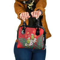 New Zealand Kakapo Christmas Shoulder Handbag Owl Parrot Santa Sliver Fern Manuka - Red LT14 One Size Red - Polynesian Pride