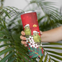 New Zealand Kakapo Christmas Skinny Tumbler Owl Parrot Santa Sliver Fern Manuka - Red LT14 - Polynesian Pride