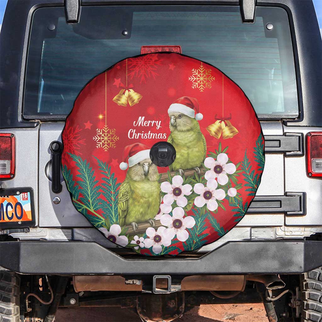 New Zealand Kakapo Christmas Spare Tire Cover Owl Parrot Santa Sliver Fern Manuka - Red LT14 Red - Polynesian Pride