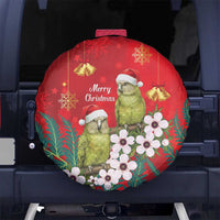 New Zealand Kakapo Christmas Spare Tire Cover Owl Parrot Santa Sliver Fern Manuka - Red LT14 No hole Red - Polynesian Pride