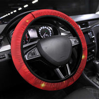 New Zealand Kakapo Christmas Steering Wheel Cover Owl Parrot Santa Sliver Fern Manuka - Red LT14 Universal Fit Red - Polynesian Pride