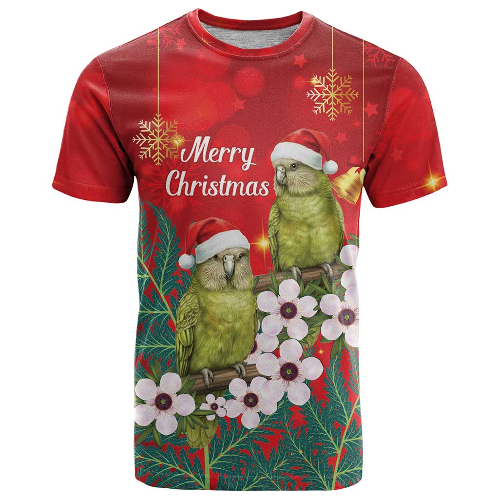 New Zealand Kakapo Christmas T Shirt Owl Parrot Santa Sliver Fern Manuka - Red LT14 Red - Polynesian Pride