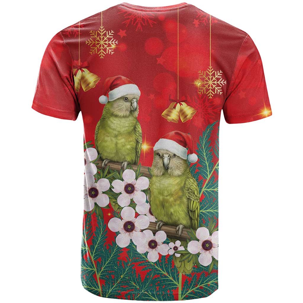 New Zealand Kakapo Christmas T Shirt Owl Parrot Santa Sliver Fern Manuka - Red LT14 - Polynesian Pride