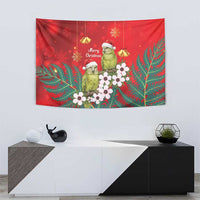 New Zealand Kakapo Christmas Tapestry Owl Parrot Santa Sliver Fern Manuka - Red LT14 - Polynesian Pride