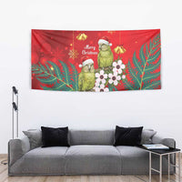 New Zealand Kakapo Christmas Tapestry Owl Parrot Santa Sliver Fern Manuka - Red LT14 - Polynesian Pride