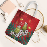 New Zealand Kakapo Christmas Tote Bag Owl Parrot Santa Sliver Fern Manuka - Red LT14 White Strap One Size Red - Polynesian Pride