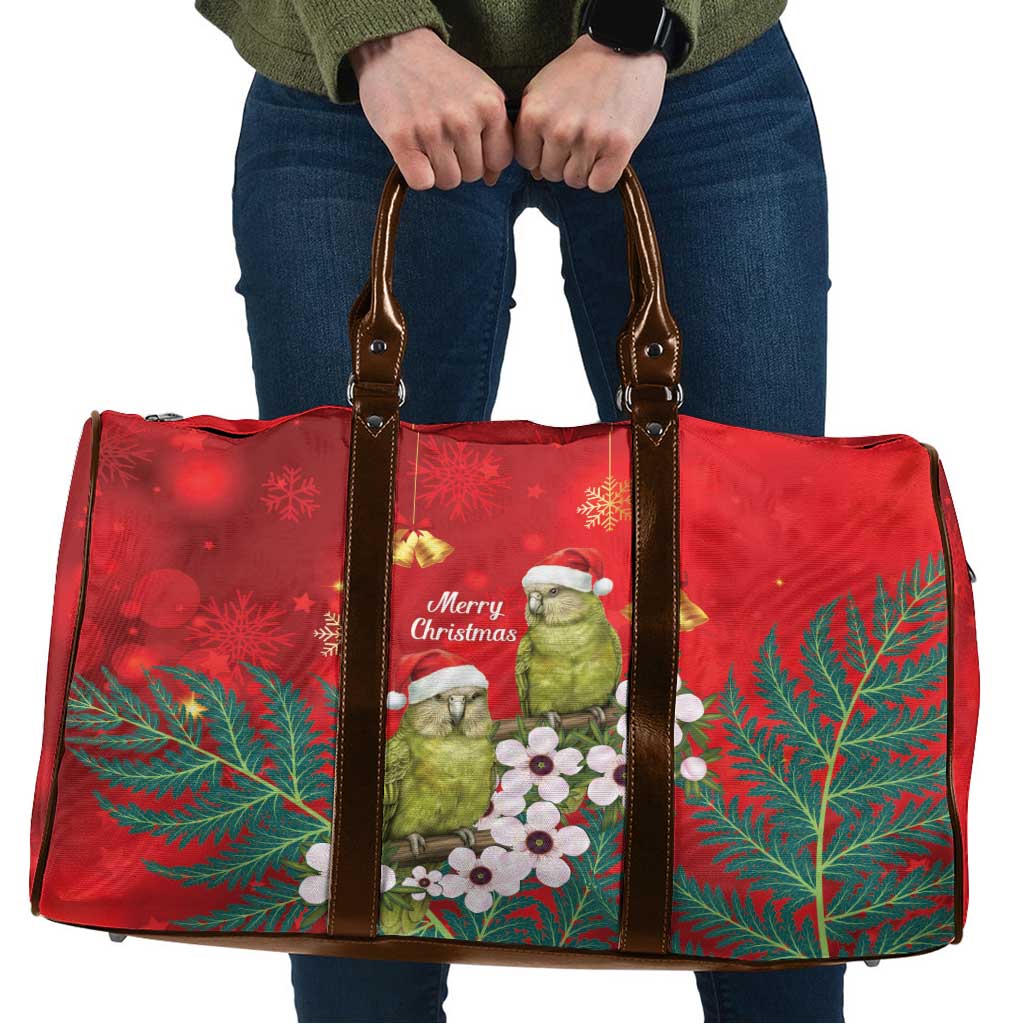 New Zealand Kakapo Christmas Travel Bag Owl Parrot Santa Sliver Fern Manuka - Red LT14 Red - Polynesian Pride
