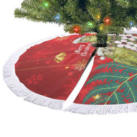 New Zealand Kakapo Christmas Tree Skirt Owl Parrot Santa Sliver Fern Manuka - Red LT14 - Polynesian Pride