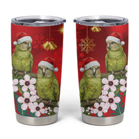 New Zealand Kakapo Christmas Tumbler Cup Owl Parrot Santa Sliver Fern Manuka - Red LT14 Red - Polynesian Pride