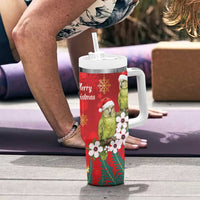 New Zealand Kakapo Christmas Tumbler With Handle Owl Parrot Santa Sliver Fern Manuka - Red LT14 - Polynesian Pride