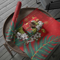 New Zealand Kakapo Christmas Wrapping Paper Owl Parrot Santa Sliver Fern Manuka - Red LT14 - Polynesian Pride