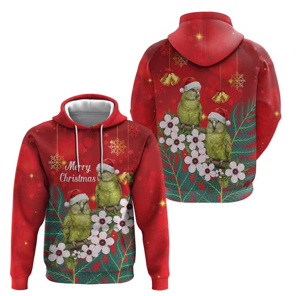 New Zealand Kakapo Christmas Zip Hoodie Owl Parrot Santa Sliver Fern Manuka - Red LT14 - Polynesian Pride