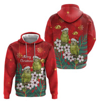 New Zealand Kakapo Christmas Zip Hoodie Owl Parrot Santa Sliver Fern Manuka - Red LT14 - Polynesian Pride