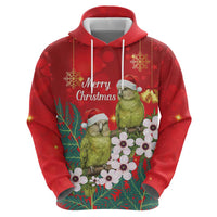 New Zealand Kakapo Christmas Zip Hoodie Owl Parrot Santa Sliver Fern Manuka - Red LT14 - Polynesian Pride