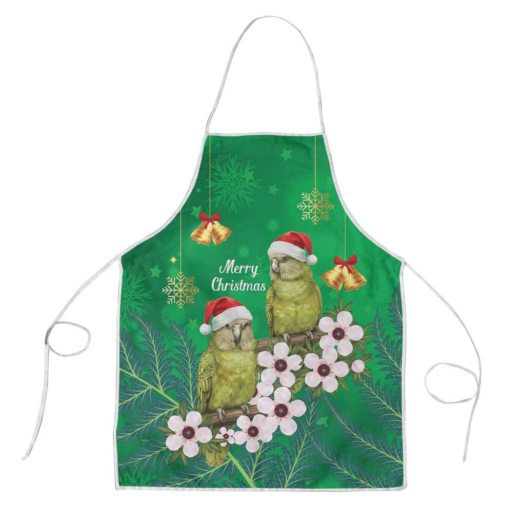 New Zealand Kakapo Christmas Apron Owl Parrot Santa Sliver Fern Manuka - Green LT14 Green - Polynesian Pride