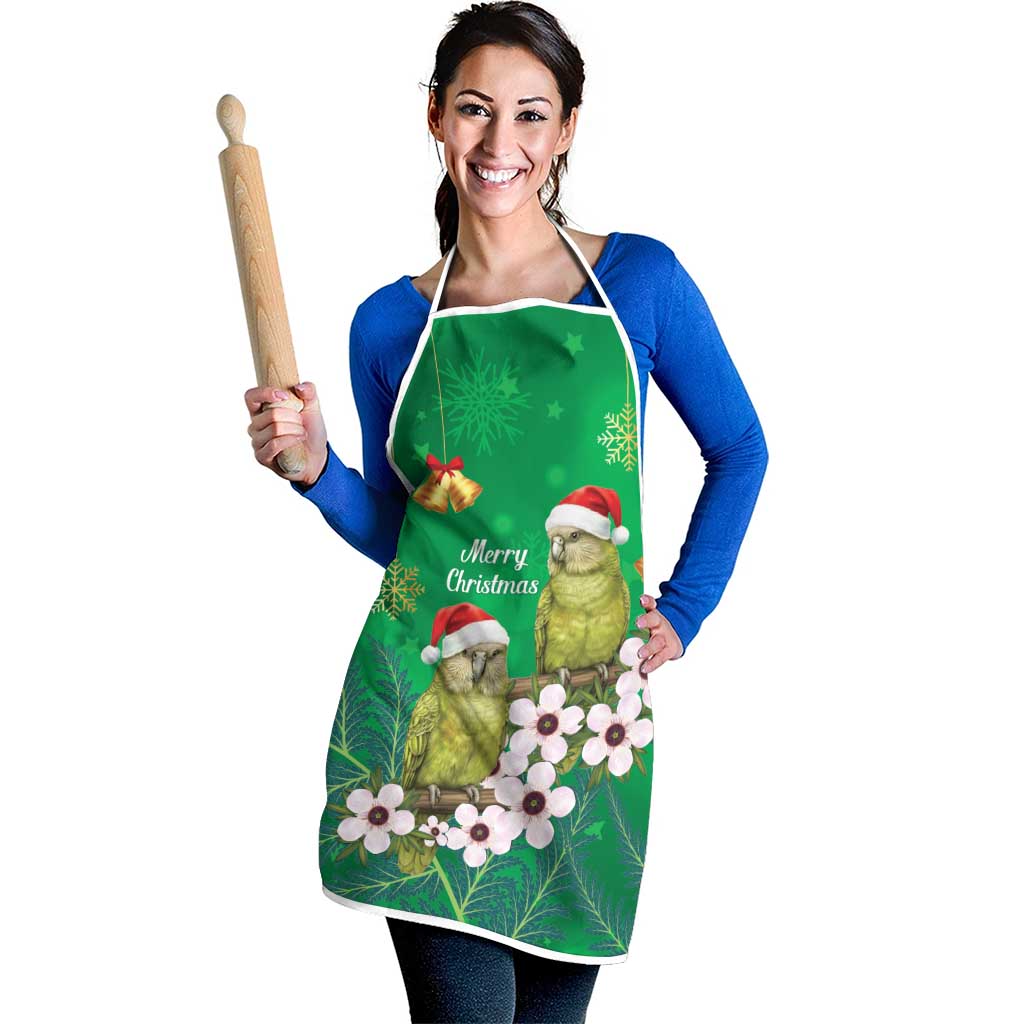 New Zealand Kakapo Christmas Apron Owl Parrot Santa Sliver Fern Manuka - Green LT14 - Polynesian Pride