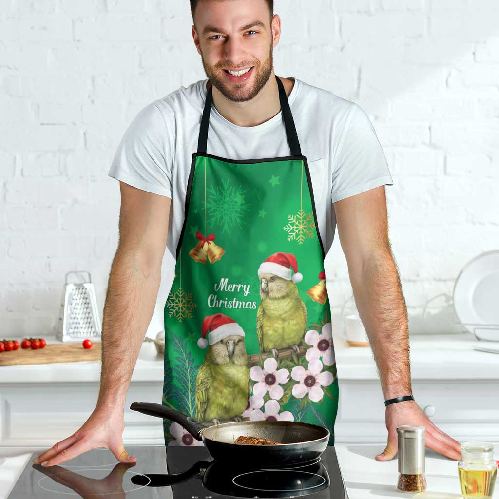 New Zealand Kakapo Christmas Apron Owl Parrot Santa Sliver Fern Manuka - Green LT14 - Polynesian Pride