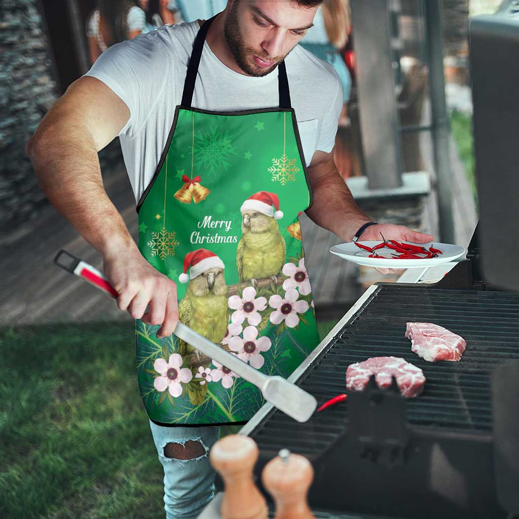 New Zealand Kakapo Christmas Apron Owl Parrot Santa Sliver Fern Manuka - Green LT14 - Polynesian Pride