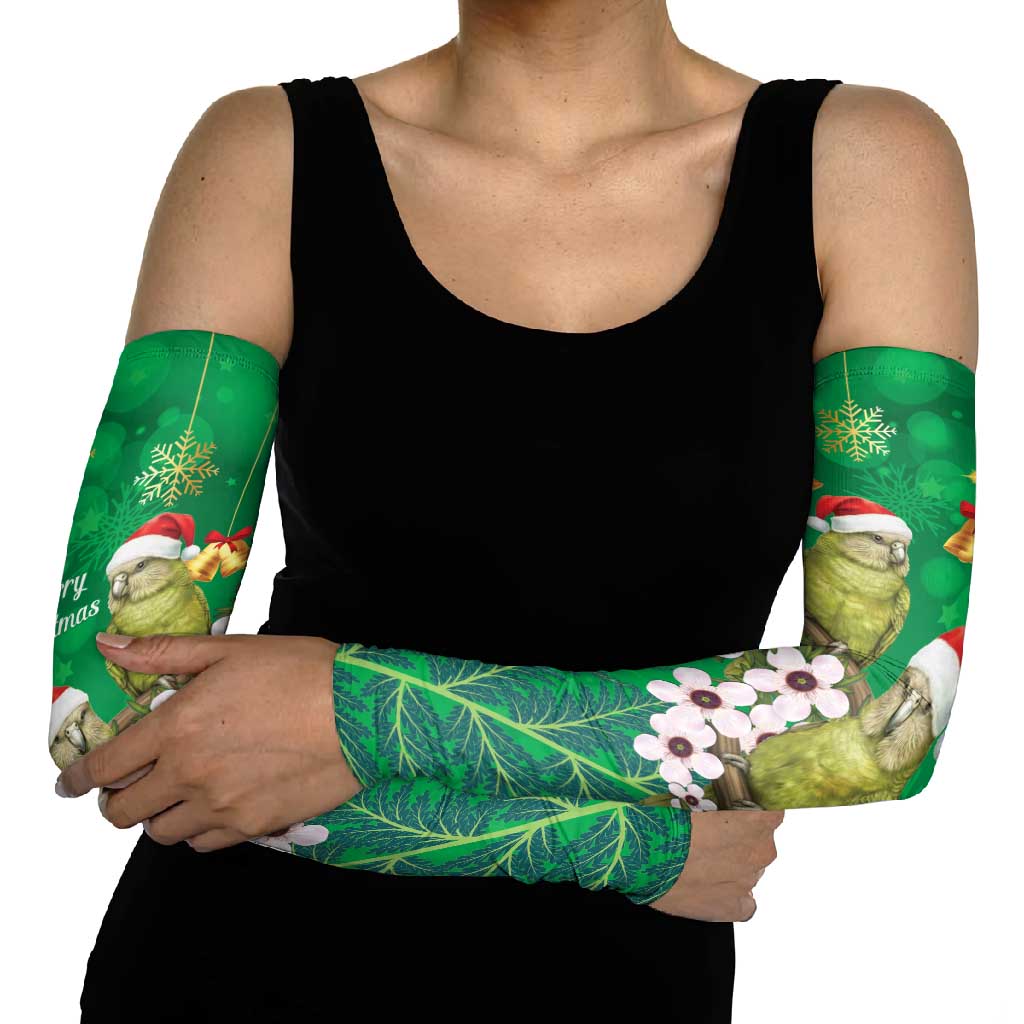 New Zealand Kakapo Christmas Arm Sleeves Owl Parrot Santa Sliver Fern Manuka - Green LT14 - Polynesian Pride