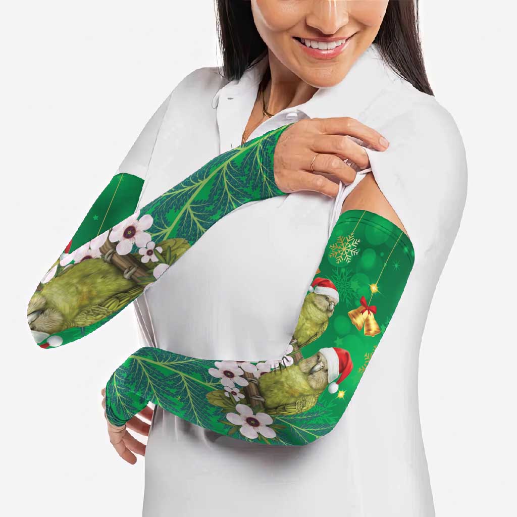 New Zealand Kakapo Christmas Arm Sleeves Owl Parrot Santa Sliver Fern Manuka - Green LT14 - Polynesian Pride