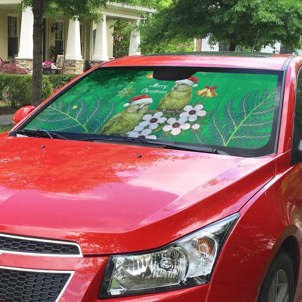New Zealand Kakapo Christmas Auto Sun Shade Owl Parrot Santa Sliver Fern Manuka - Green LT14 - Polynesian Pride