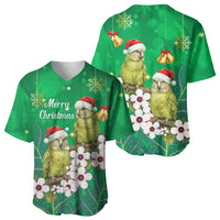 New Zealand Kakapo Christmas Baseball Jersey Owl Parrot Santa Sliver Fern Manuka - Green LT14 - Polynesian Pride