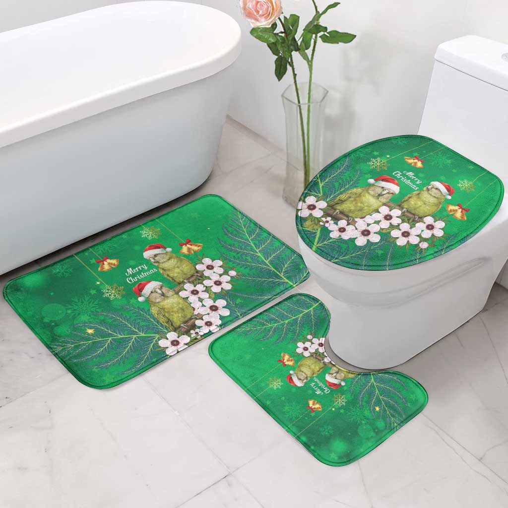 New Zealand Kakapo Christmas Bathroom Set Owl Parrot Santa Sliver Fern Manuka - Green LT14 - Polynesian Pride