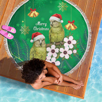 New Zealand Kakapo Christmas Beach Blanket Owl Parrot Santa Sliver Fern Manuka - Green LT14 - Polynesian Pride