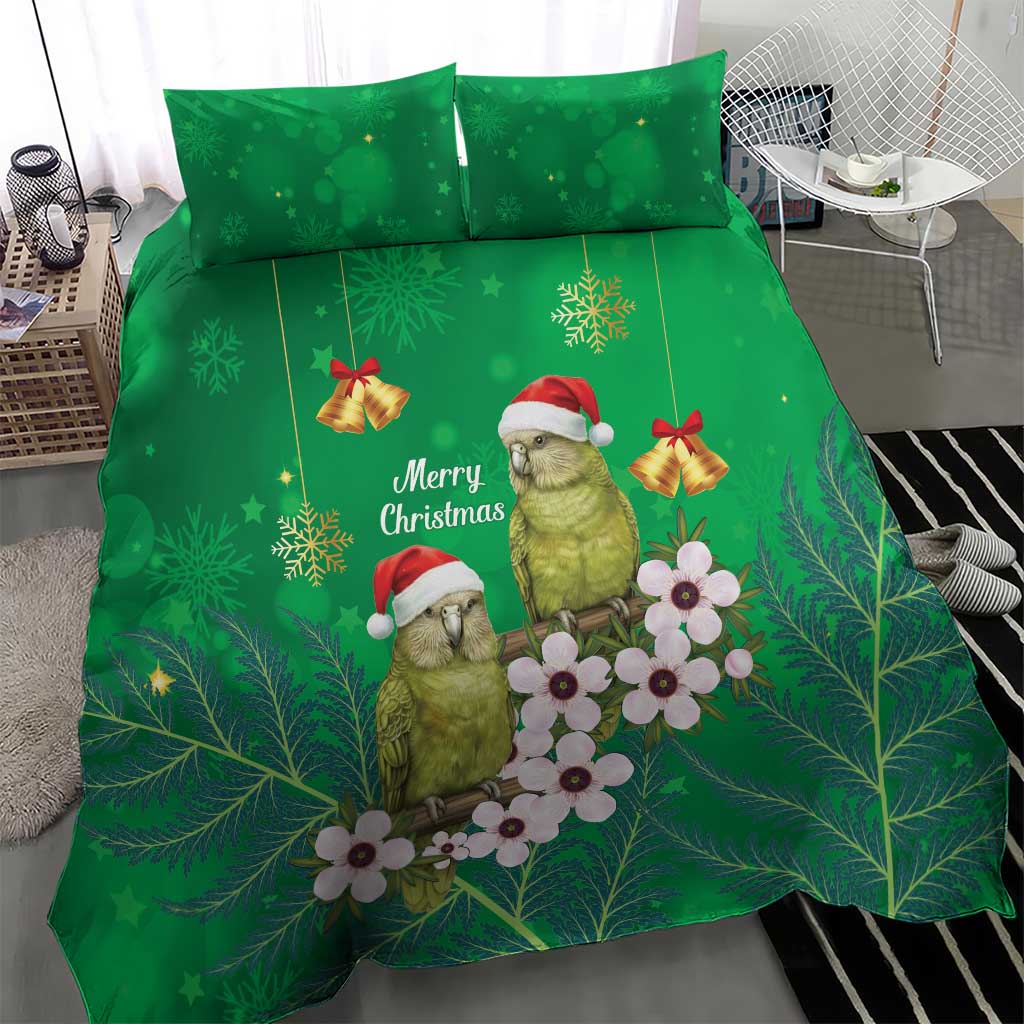 New Zealand Kakapo Christmas Bedding Set Owl Parrot Santa Sliver Fern Manuka - Green LT14 - Polynesian Pride