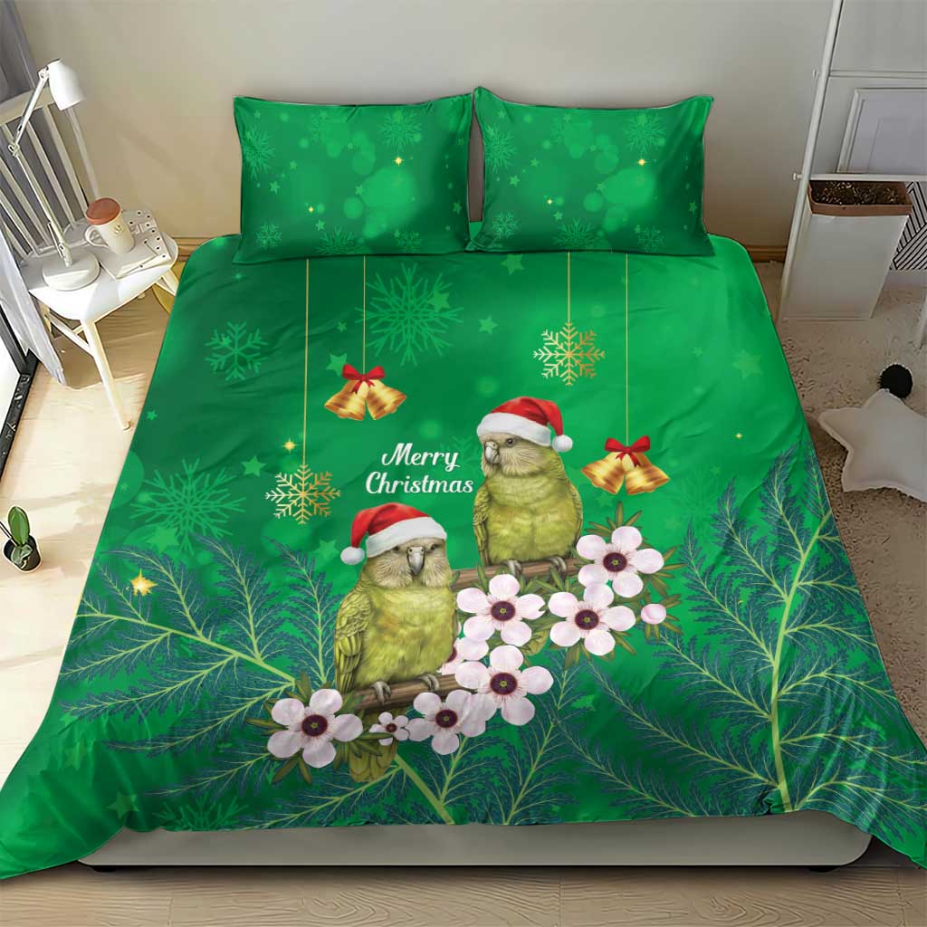 New Zealand Kakapo Christmas Bedding Set Owl Parrot Santa Sliver Fern Manuka - Green LT14 - Polynesian Pride