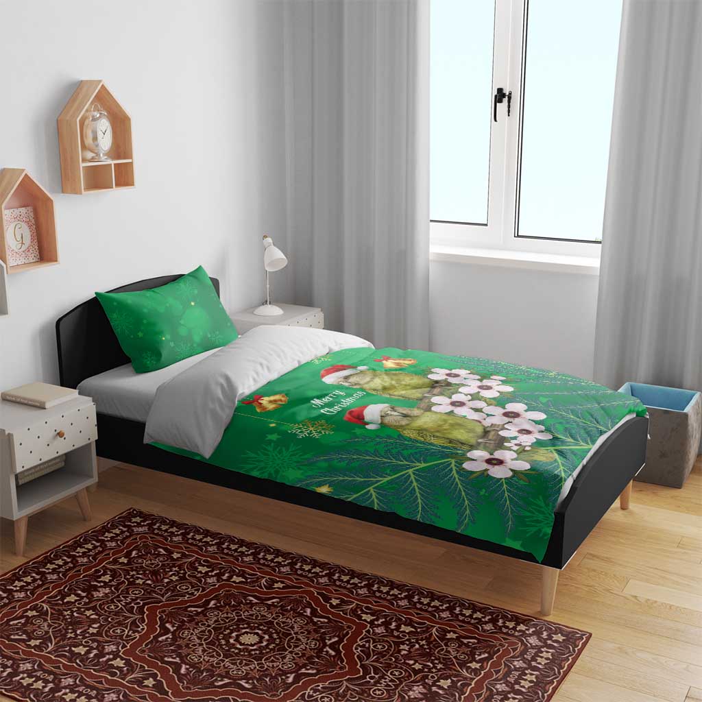 New Zealand Kakapo Christmas Bedding Set Owl Parrot Santa Sliver Fern Manuka - Green LT14 - Polynesian Pride