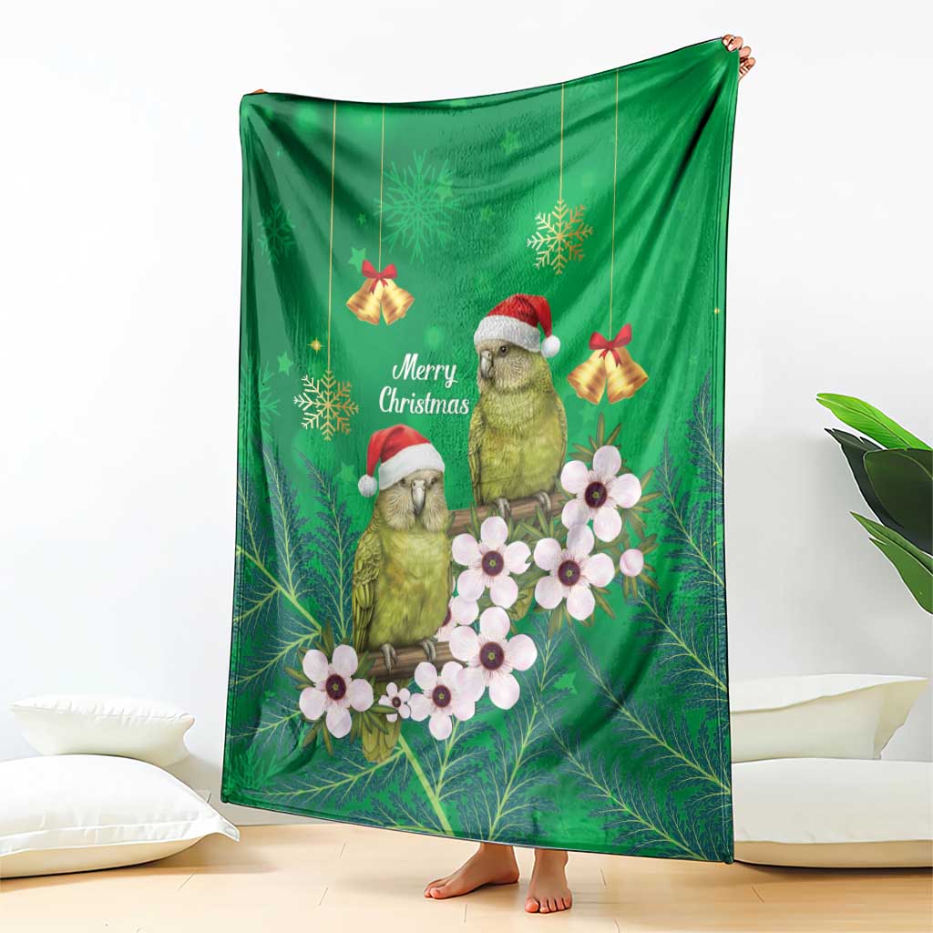 New Zealand Kakapo Christmas Blanket Owl Parrot Santa Sliver Fern Manuka - Green LT14 - Polynesian Pride