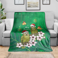 New Zealand Kakapo Christmas Blanket Owl Parrot Santa Sliver Fern Manuka - Green LT14 - Polynesian Pride
