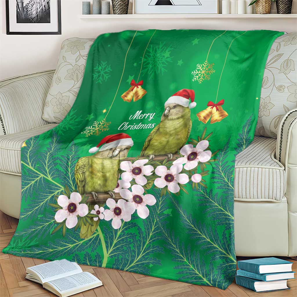 New Zealand Kakapo Christmas Blanket Owl Parrot Santa Sliver Fern Manuka - Green LT14 - Polynesian Pride