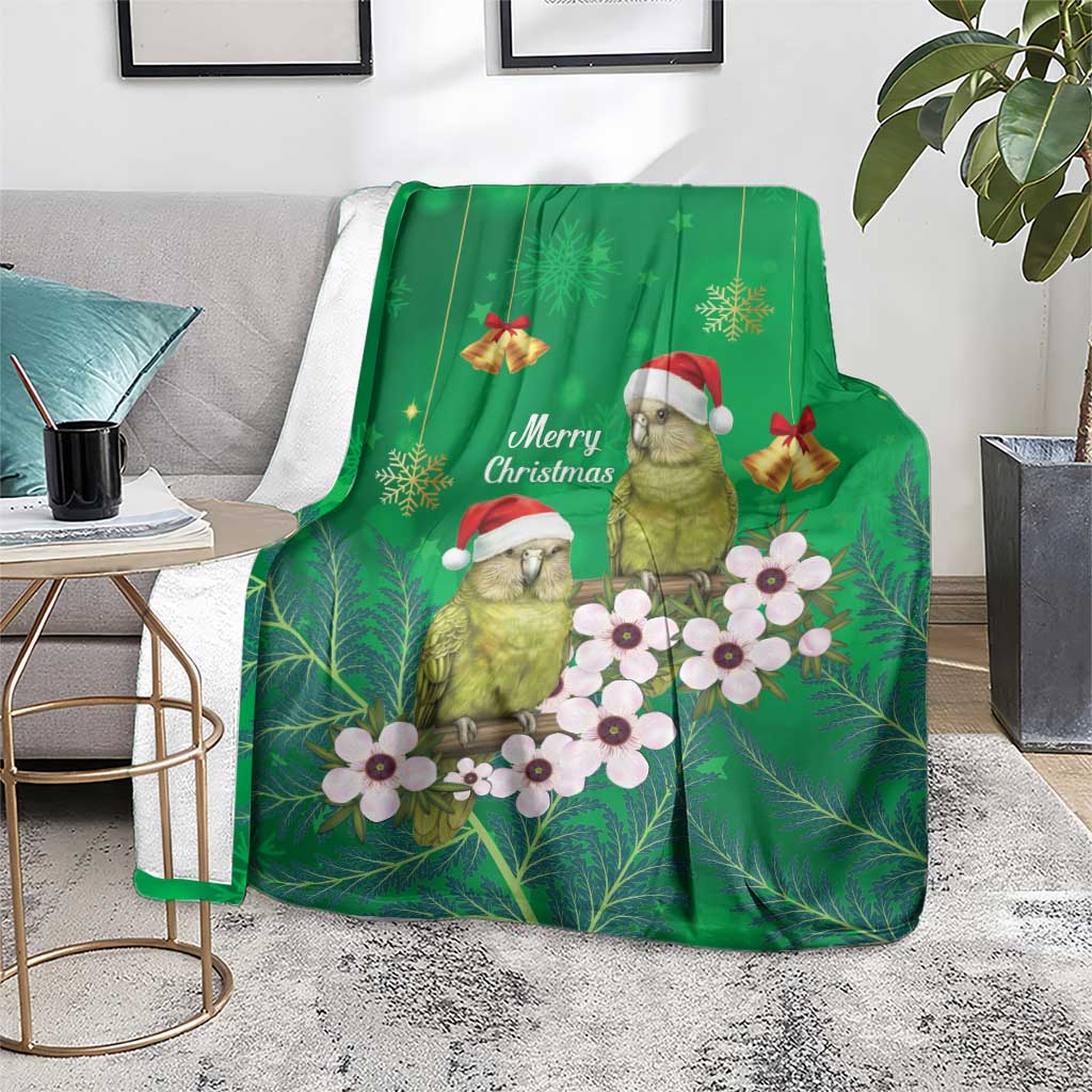 New Zealand Kakapo Christmas Blanket Owl Parrot Santa Sliver Fern Manuka - Green LT14 - Polynesian Pride